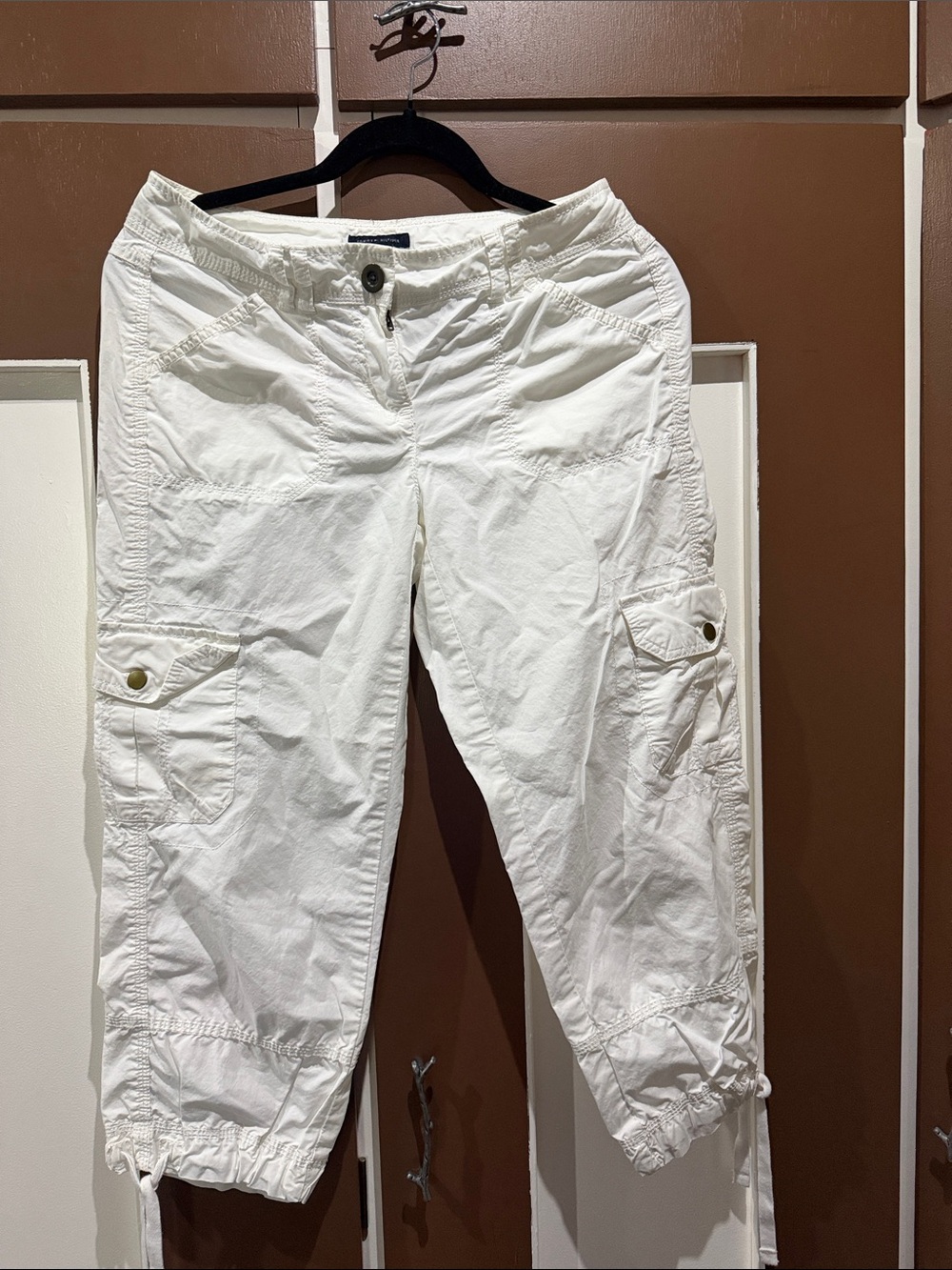 Tommy Hilfiger White Cargo Capris with Drawstring Hem